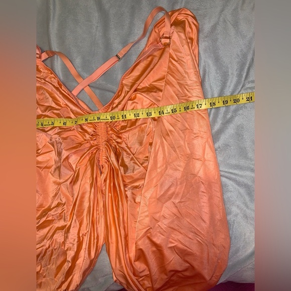 Cacique Orange Draped Women's tank Top satin side ruched criss cross back 22/24 - Picture 4 of 6